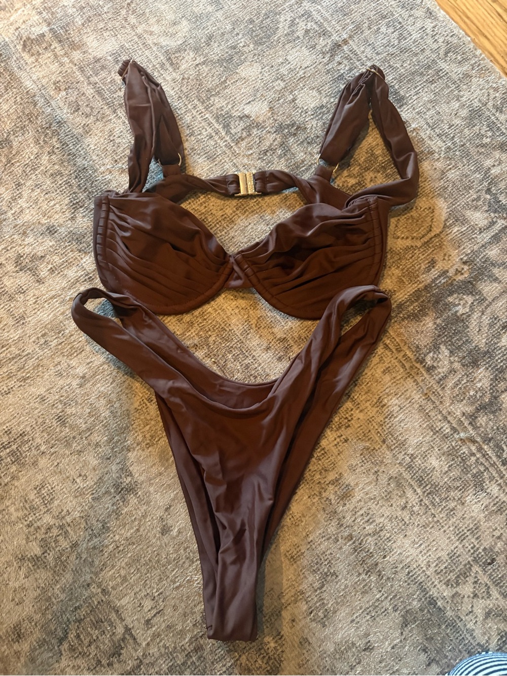 NWOT VACAY SWIMWEAR Brown Underwire Balconette Bikini Set - Women Swim